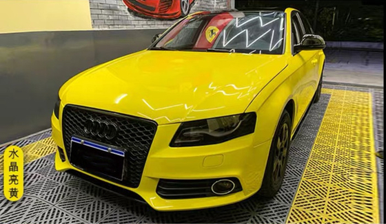 Gloss Yellow Metallic Car Wrap Film Slidable Anti UV Air Release