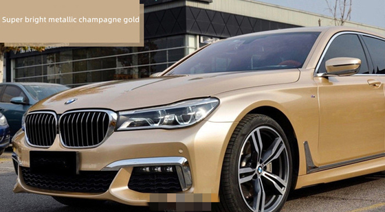 PET Super Bright Gloss Car Vinyl Wrap Metallic Champagne Gold