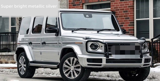 30µM Metallic Silver Gloss Car Vinyl Wrap For Vehicle Advertising
