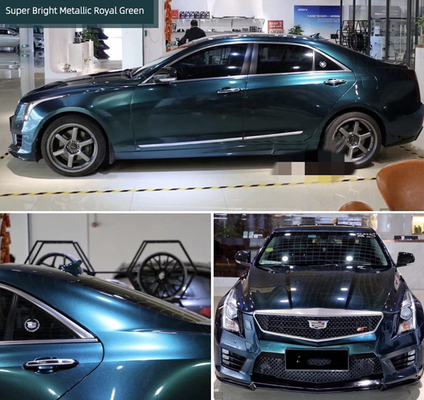 Metallic Royal Green Gloss Car Vinyl Wrap Keep Your Paint Away From Scratches