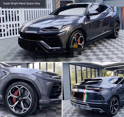 Grey Gloss Car Vinyl Wrap With PET Release Liner Bubble Free Metal Space