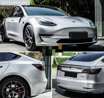 Durable UV Resistant Matte Car Vinyl Wrap Bubble Free Silver Color