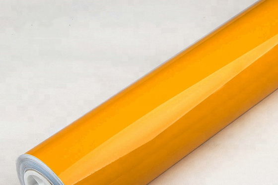 Glossy Metallic Yellow Car Wrap Removable UV Resistant Vinyl Wrap