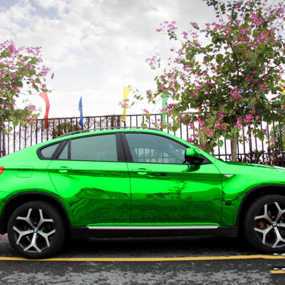 Slidable Silver Green Chrome Car Vinyl Wrap Film Bubble Free