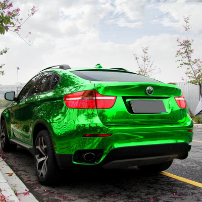 Slidable Silver Green Chrome Car Vinyl Wrap Film Bubble Free
