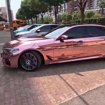 Self Healing Rose Gold Chrome Vinyl Car Wrap Air Release Waterproof
