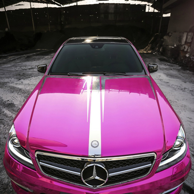 Air Release Glossy Mirror Chrome Vinyl Wrap Slidable Rose Red Car Wrap Film