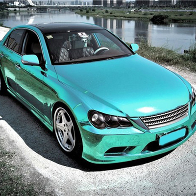 Mirror Effect Slidable Tiffany Blue Chrome Wrap Film 140gsm For Vehicles