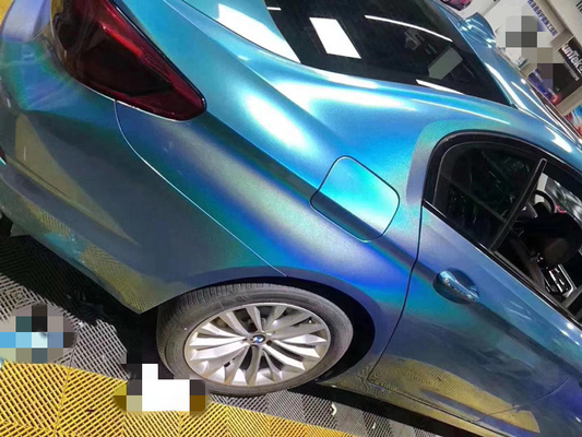 1.27m Slidable Laser Blue Glitter Vinyl Wrap Air Release high gloss car wrap