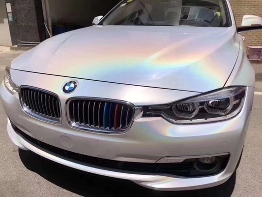 Temperature Resistant Adhesive Vinyl Car Wrap Laser White Sparkle Car Wrap 140gsm