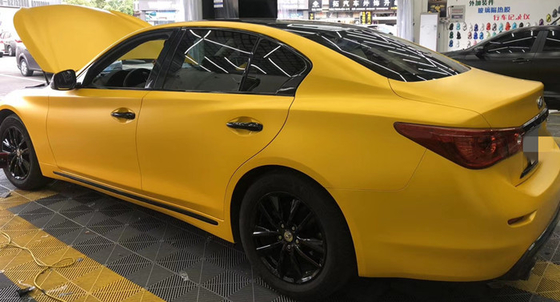 Yellow Metallic Matte Car Vinyl Wrap Self Adhesive 140gsm Thick