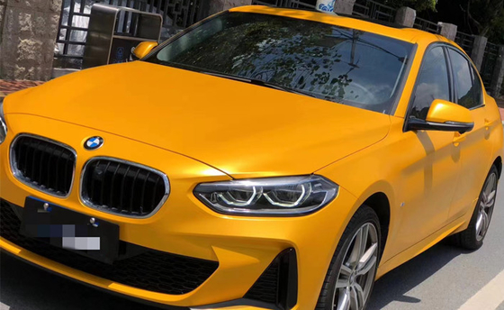 Bubble Free Metal Heatwave Matte Yellow Vinyl Wrap Smooth Surface For Car