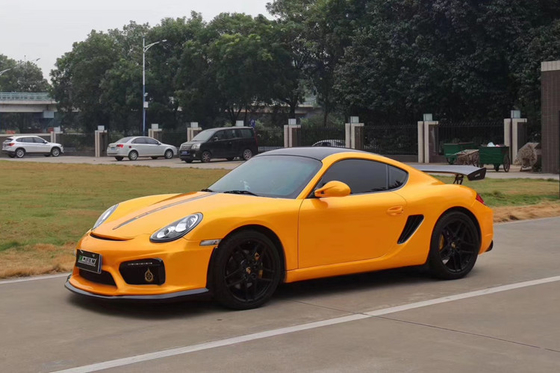 Air Release Gloss Yellow Metallic Car Wrap Film Slidable Anti UV