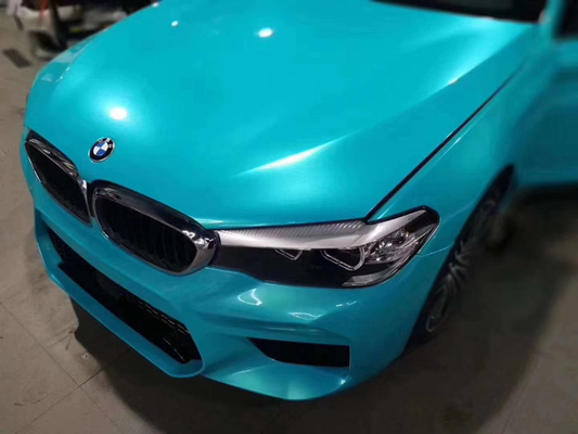 Lake Blue Gloss Car Vinyl Wrap Film Heat Resistant SGS For Trailers