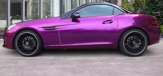 Swipeable Shiny Gloss Metallic Purple Vinyl Wrap 140gsm Bubble Free For Car