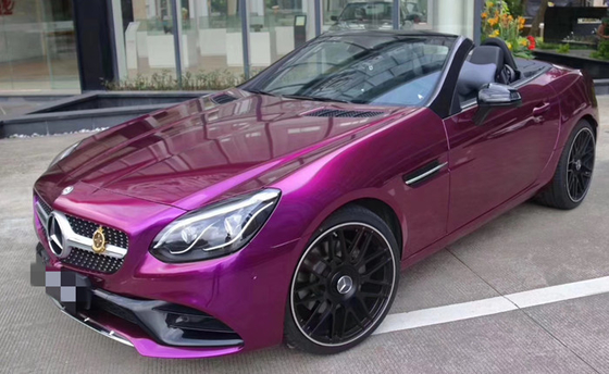 Swipeable Shiny Gloss Metallic Purple Vinyl Wrap 140gsm Bubble Free For Car