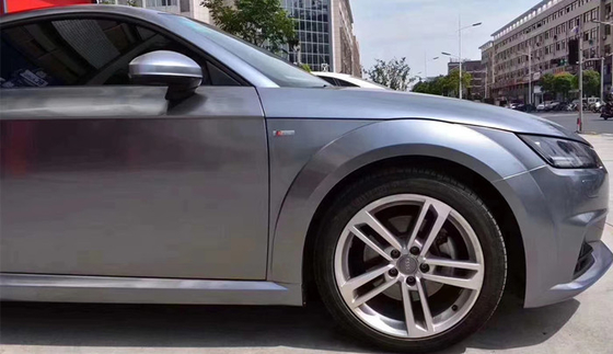 Titanium Steel Grey Gloss Car Vinyl Wrap Heat Activated Gloss Metallic Grey Vinyl Wrap