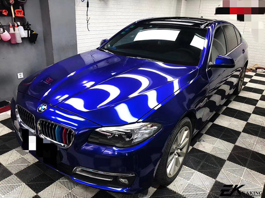 Glare Blue Gloss Car Vinyl Wrap Air Release Swipeable For Vehicle Advertising
