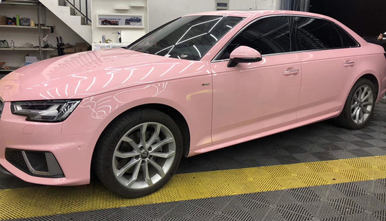 Acrylic Based Adhesive Vinyl Film Wrap High Gloss Cherry Blossom Pink Car Wrap