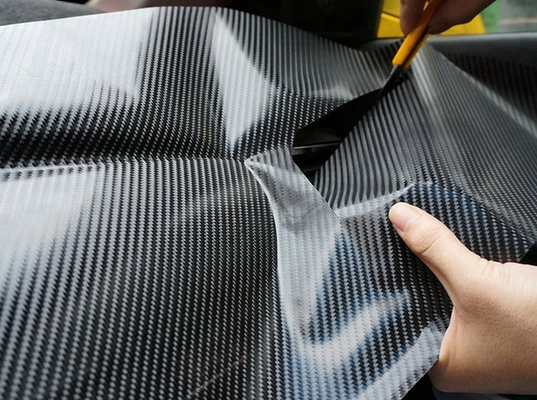 Interior Exterior Black 6D Carbon Fiber Car Vinyl Wrap Roll  Air Release