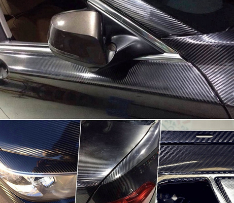 Interior Exterior Black 6D Carbon Fiber Car Vinyl Wrap Roll  Air Release