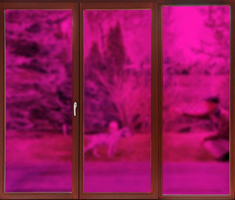 Plain Pink Frosted Self Adhesive Privacy Window Film 0.8mm For Decoration