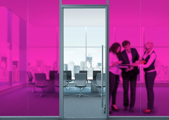 Plain Pink Frosted Self Adhesive Privacy Window Film 0.8mm For Decoration