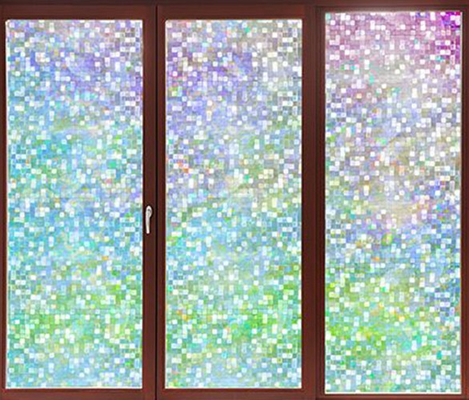 Dichroic Squares Self Adhesive Decorative Window Glass Film Anti Glare