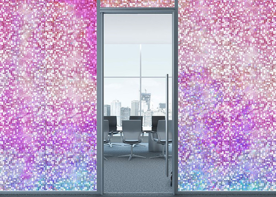 Dichroic Squares Self Adhesive Decorative Window Glass Film Anti Glare