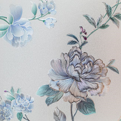 Blue Rose Textured 3D Decorative Window Glass Film UV Resistant
