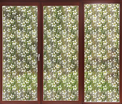 Bamboo Floral Printed Decorative Window Glass Film Privacy Protection SGS