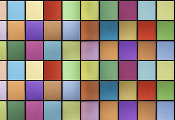 Sunproof Decorative Window Glass Film Colored Squares Pattern