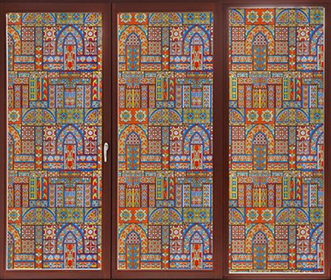 Persian Patterned UV Blocking Decorative Window Glass Film Adhesive Free