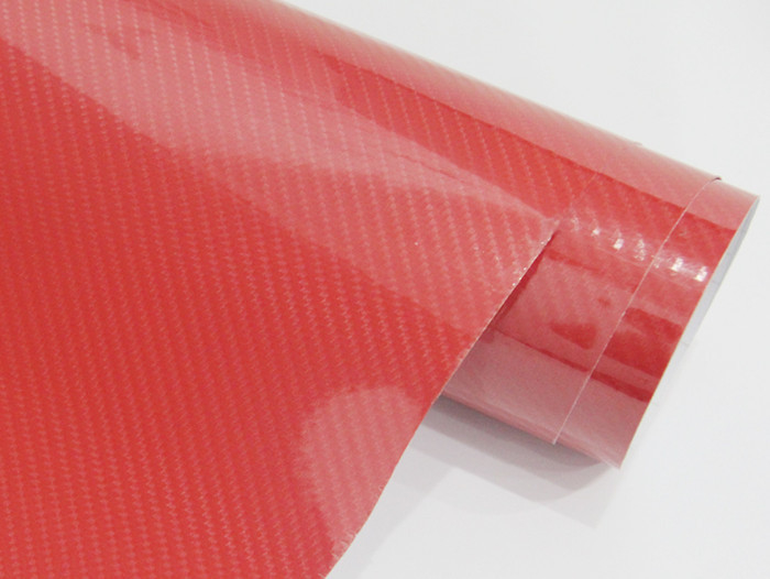 Red black  Colored 5D Carbon Vinyl Wrap 140gsm air release vinyl wrap