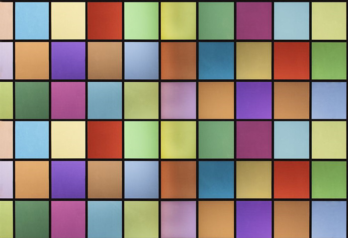 Sunproof Decorative Window Glass Film Colored Squares Pattern