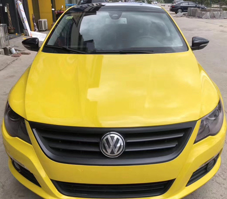 Air Release Sunflower Yellow High Gloss Car Wrap Film Slidable